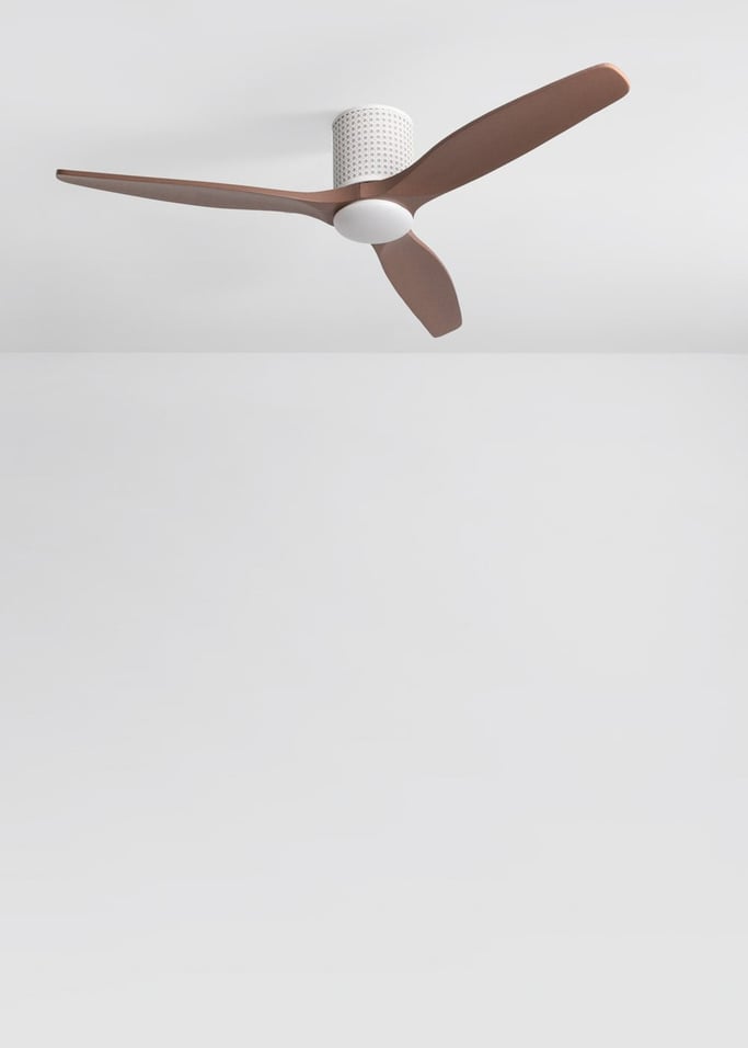 WIND CALM CUSTOM RATTAN - Ventilador de techo 40W silencioso Ø132 cm con luz LED en cuerpo y lámpara, Immagine di galleria 3