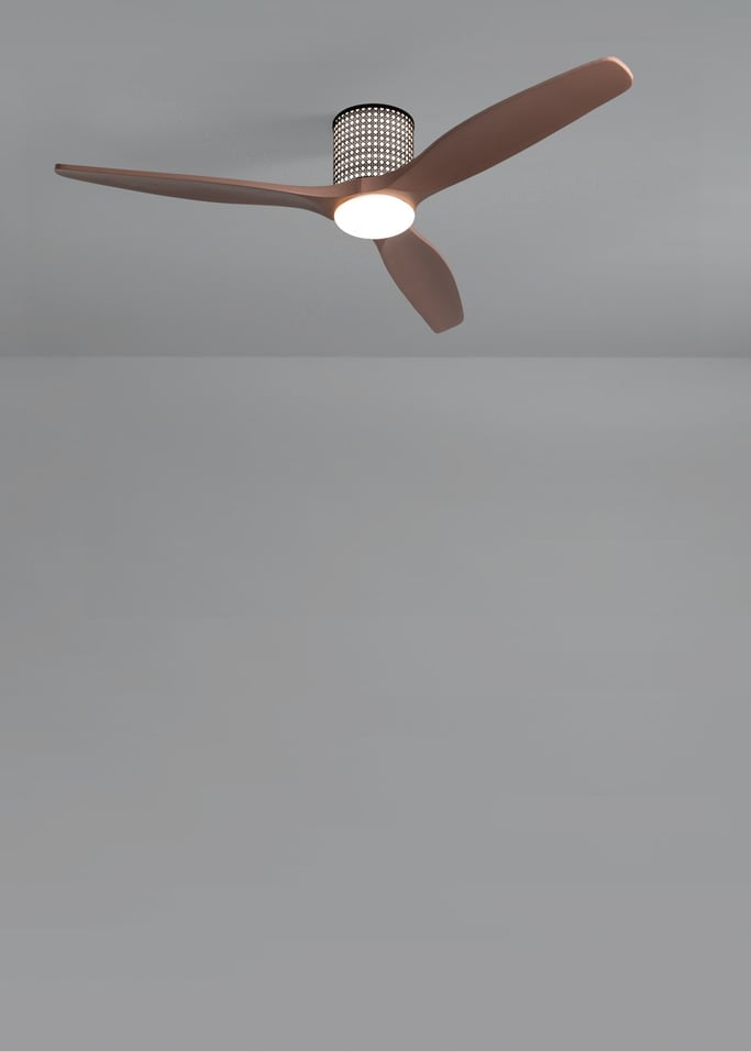 WIND CALM CUSTOM RATTAN - Ventilador de techo 40W silencioso Ø132 cm con luz LED en cuerpo y lámpara, Immagine di galleria 4