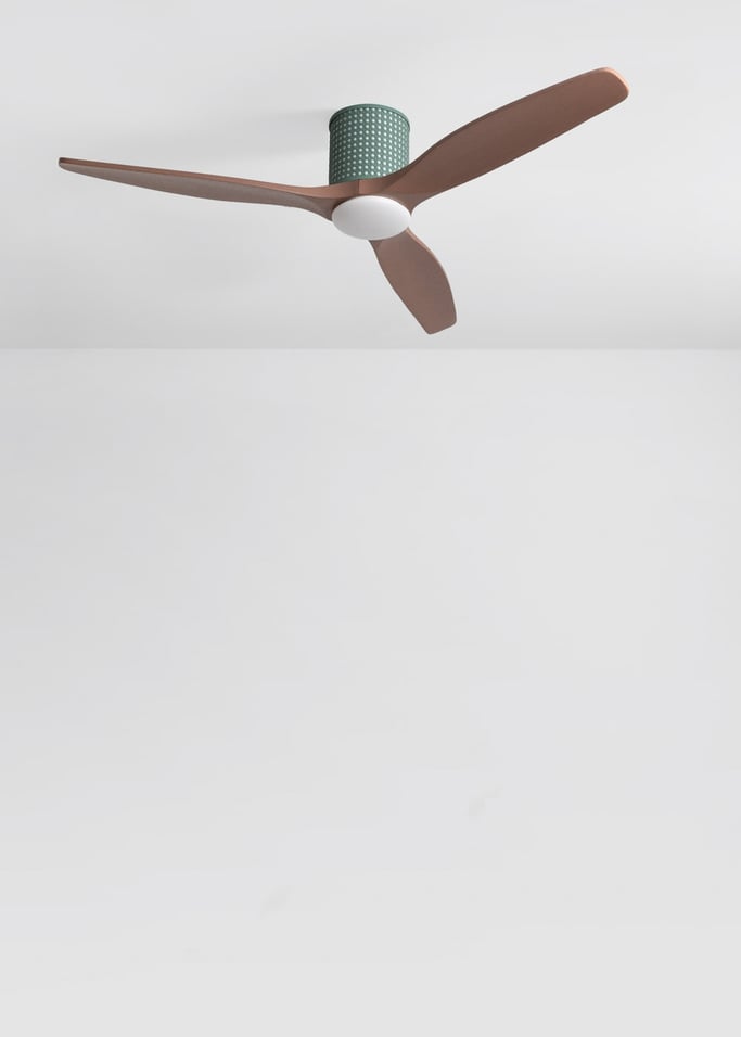 WIND CALM CUSTOM RATTAN - Ventilador de techo 40W silencioso Ø132 cm con luz LED en cuerpo y lámpara, Immagine di galleria 3