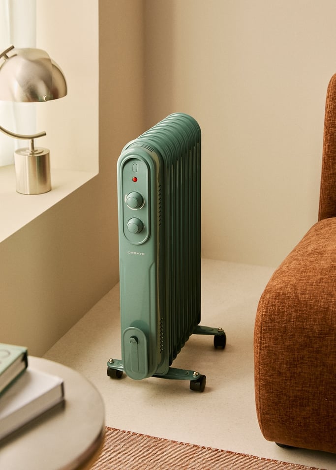 WARM OIL RETRO - Radiatore a olio a 9 elementi da 2000 W con ruote, Immagine di galleria 2