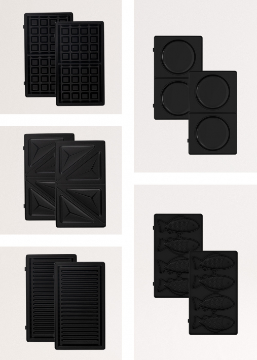 Verwisselbare borden voor STONE STUDIO Dubbel - Wafels, Pannenkoeken, Taiyaki Visvorm, Sandwich, Grill