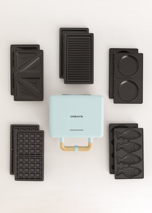 Pack STONE STUDIO Dubbel - wafel en grill Sandwich Maker +Taiyaki Plaat + pannenkoek pannenkoek Plaat