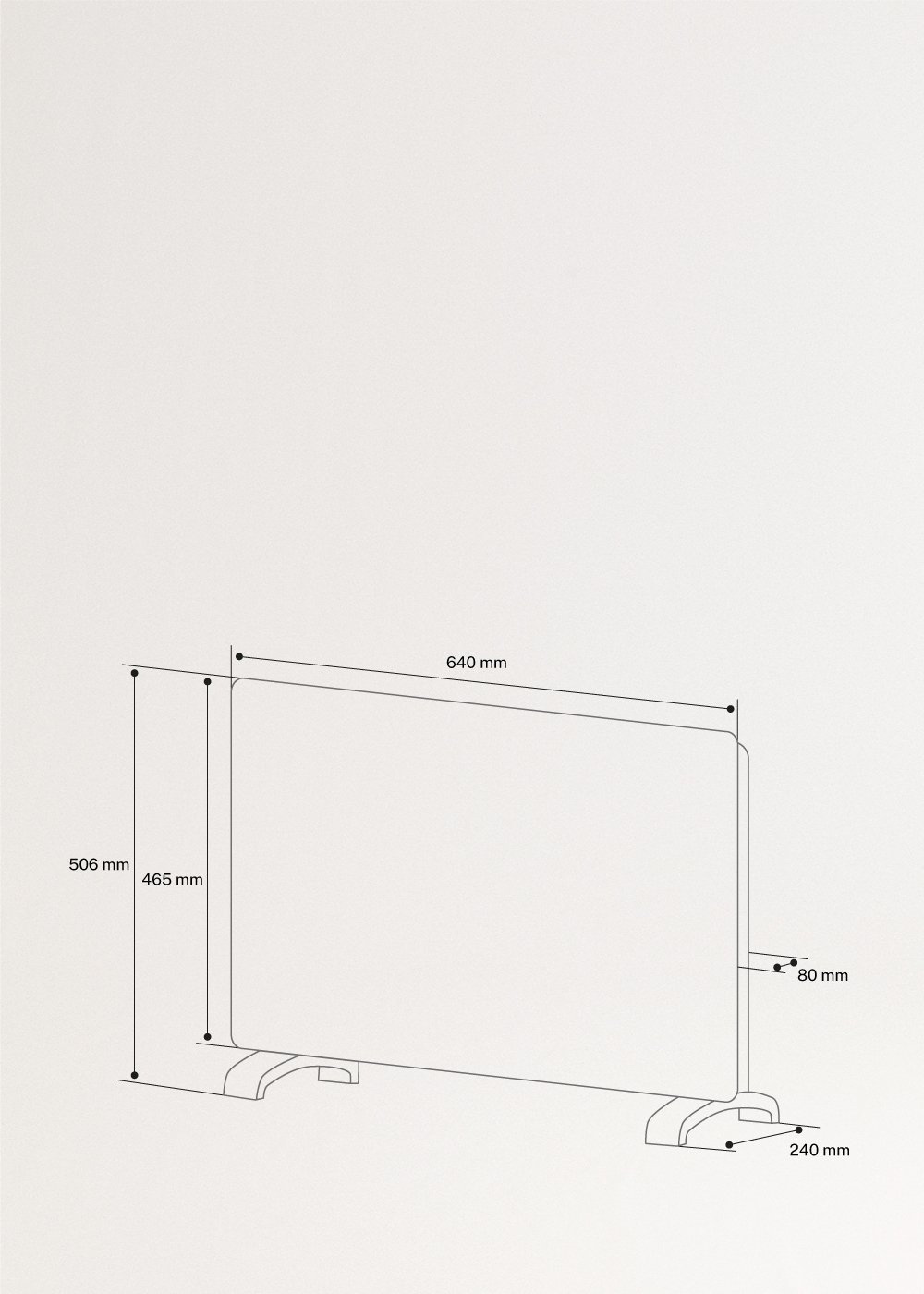 WARM CRYSTAL 1500W - Elektrische glazen convector met Wifi, medidas foto vertical