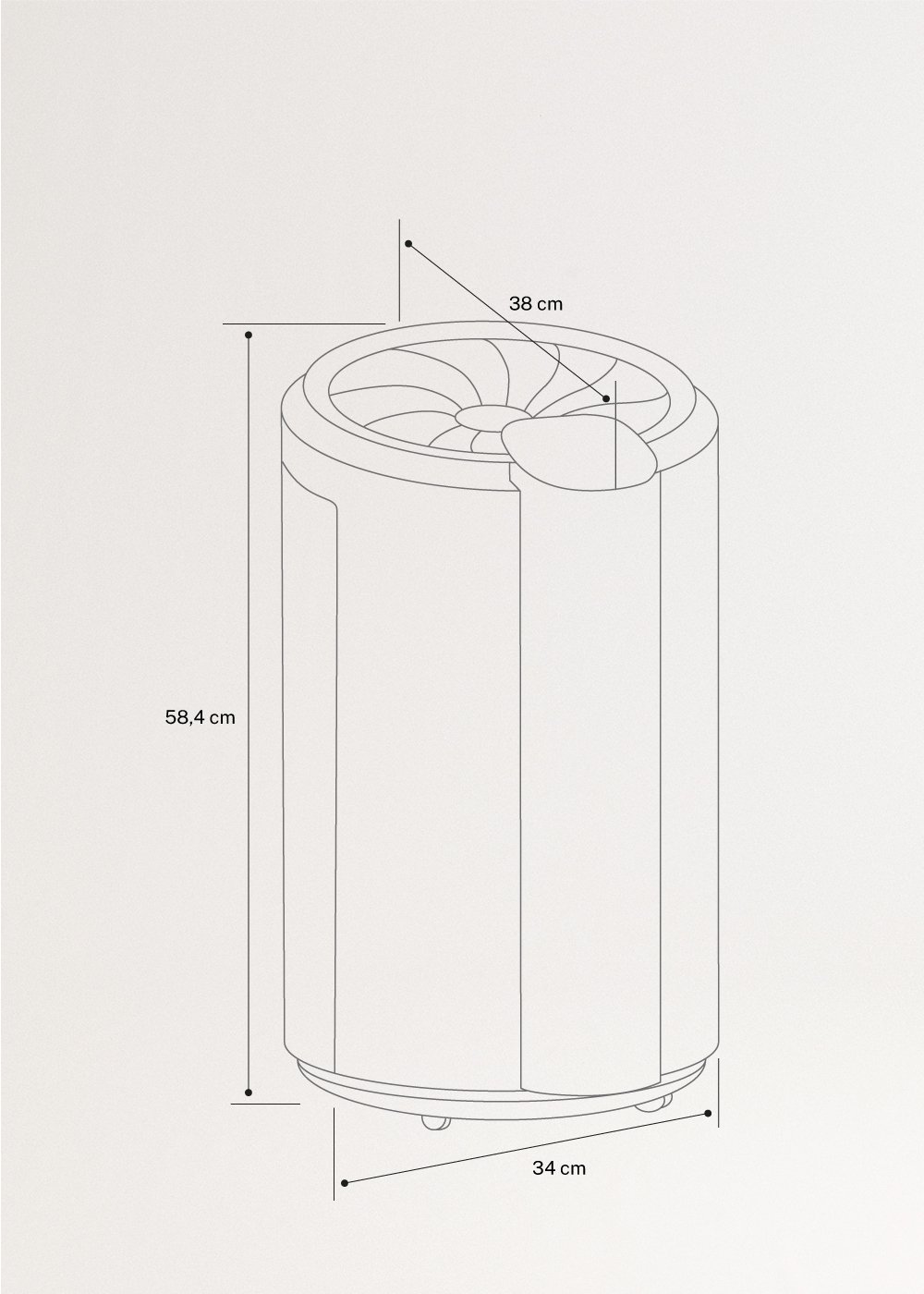 DRYPLUS XL-SPIRAL - Luchtontvochtiger 20 L / dag 90m², medidas foto vertical