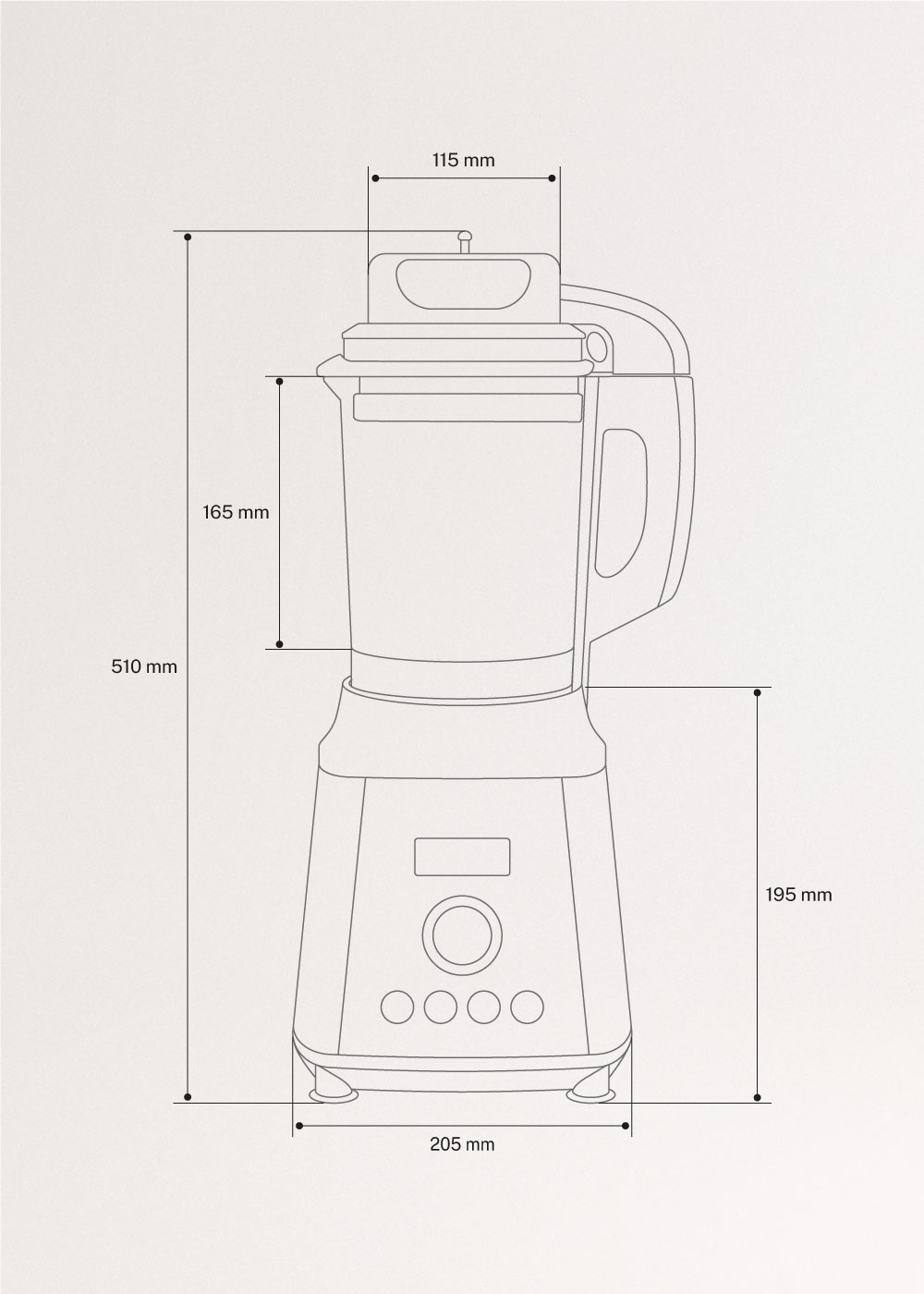 CHEF VACUUM - Kannenwarmer blender met vacuümfunctie, medidas foto vertical