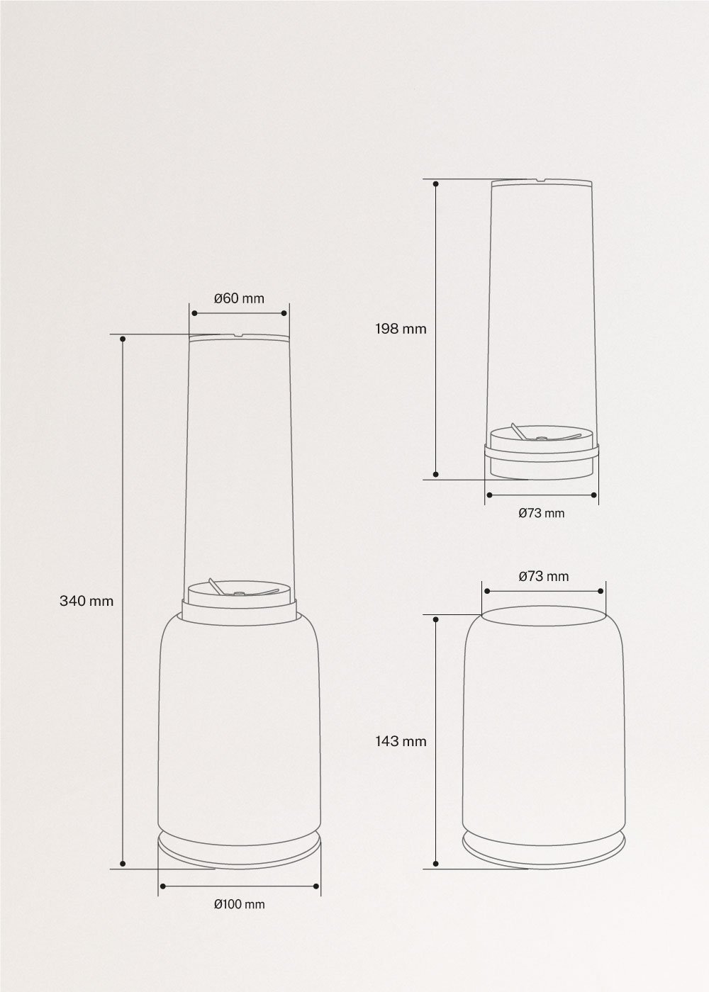 MOI STUDIO - Draagbare glazen blender, medidas foto vertical