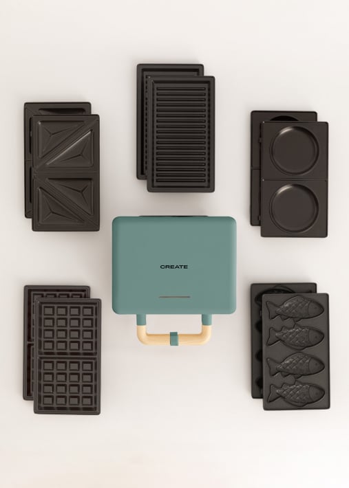 Pack STONE STUDIO Dubbel - wafel en grill Sandwich Maker +Taiyaki Plaat + pannenkoek pannenkoek Plaat