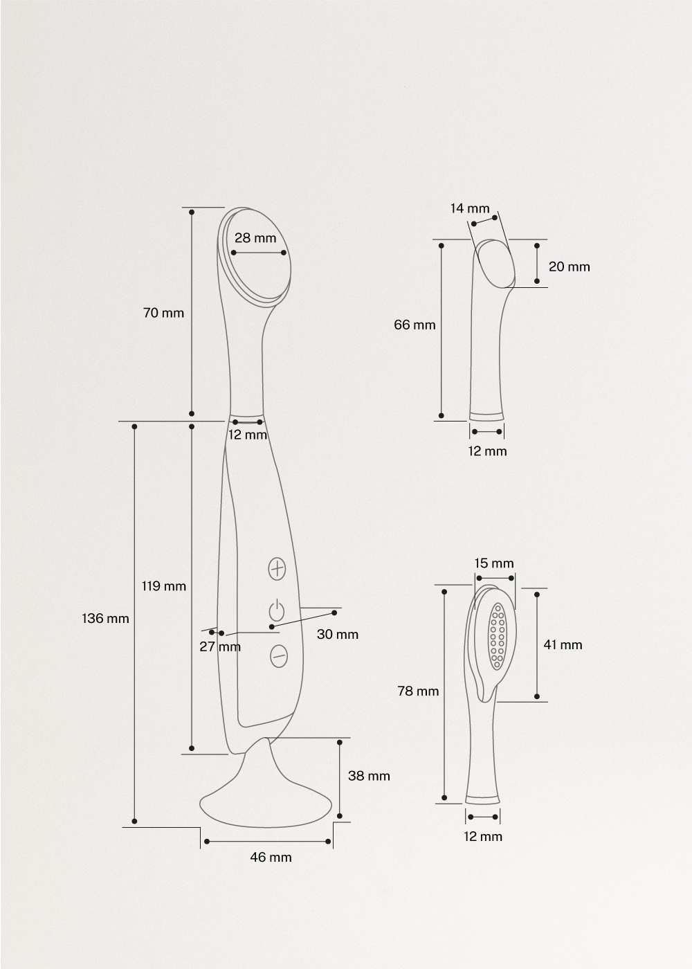 SONIC BEAUTY - Elektrische schoonheidsborstel, medidas foto vertical