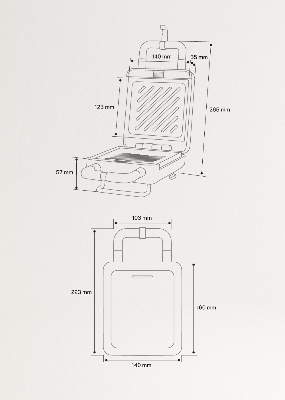 STONE STUDIO - Tosti-ijzer, grill en wafelijzer met verwisselbare platen, medidas foto vertical