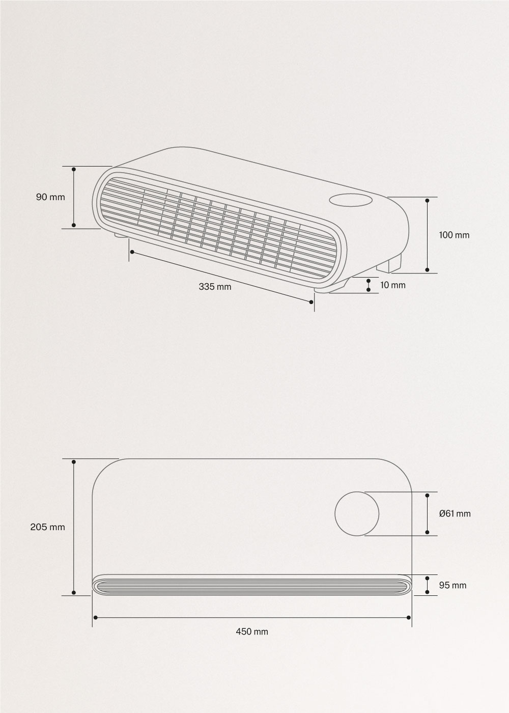 WARM WALL PRO - Keramische wand- of vloerverwarming met WiFi, medidas foto vertical