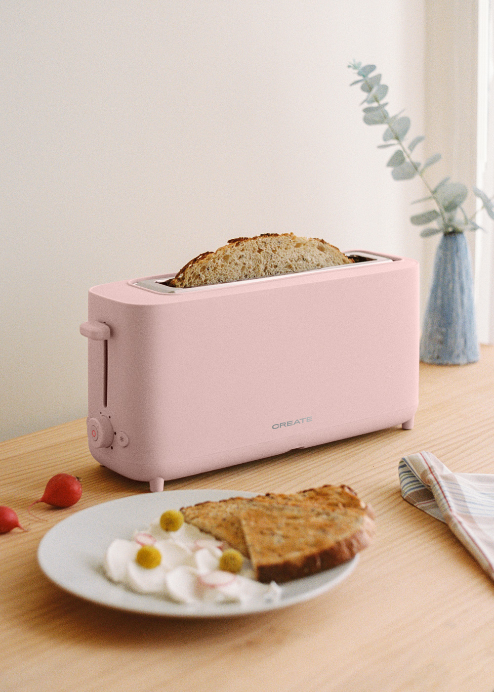 CREATE - Sleuven Broodrooster - Voor Brede Plakken - 6 Niveaus Functies 1500w Toast Retro Xl