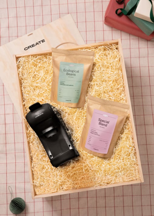 COFFEE TIME BOX - Cadeaupakket met multicapsule espressoapparaat + koffie