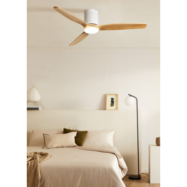 WIND CALM SLIM LIGHT - Stille Plafondventilator 40W Ø132 Cm 100% Hout M (Ø132cm) (ruimtes 10m²-25m²)met Afstandsbediening