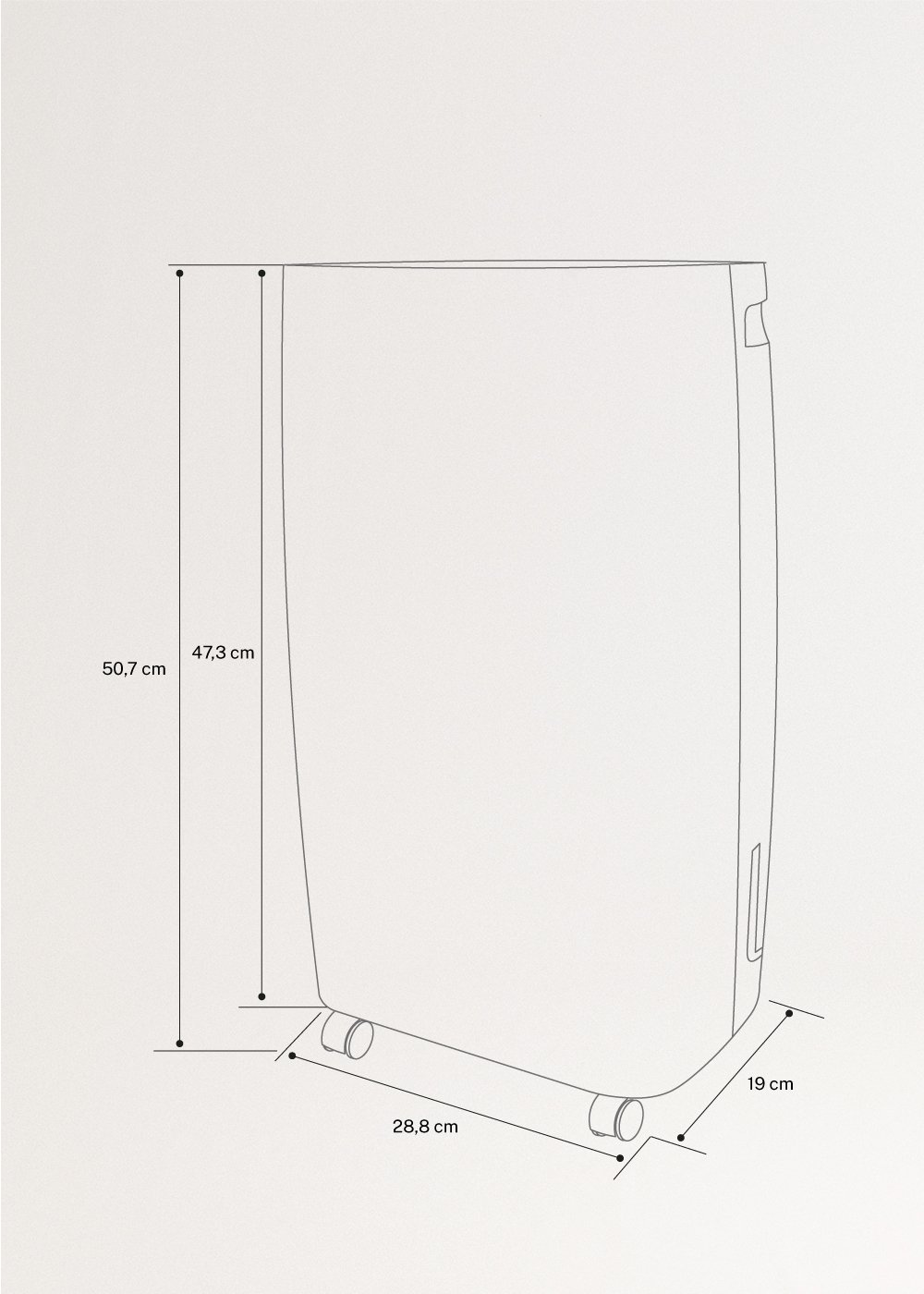 DRYPLUS XL-CUBIC - Luchtontvochtiger 10 L / dag 40m², medidas foto vertical