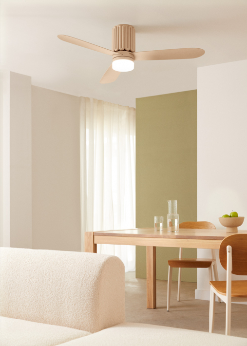 WIND CALM SCULPT - Stille plafondventilator 40W Ø132 cm met LED-verlichting