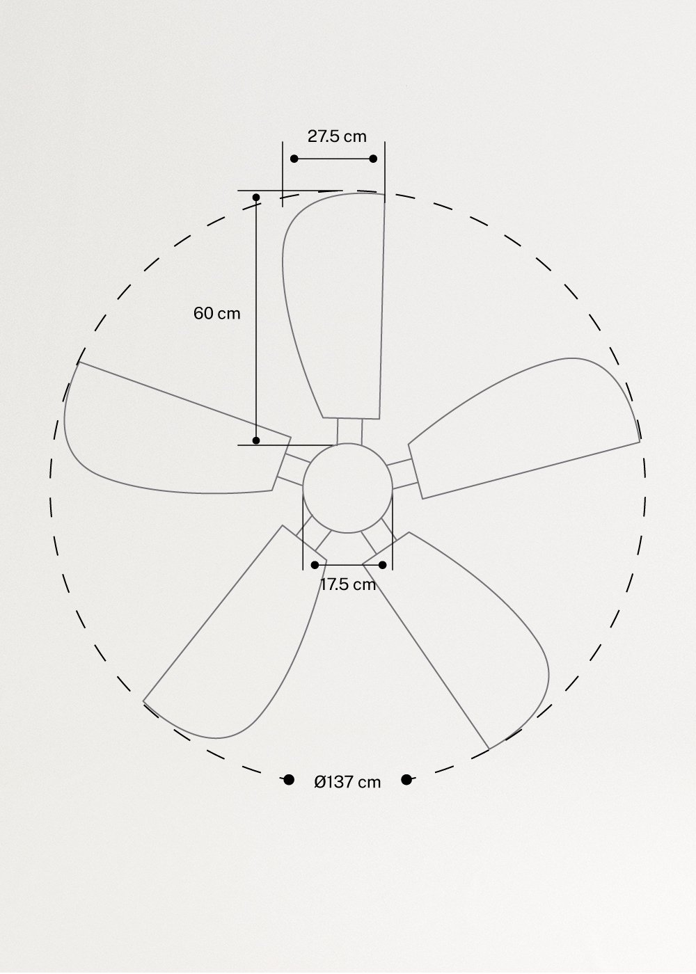 WIND RATTAN - Plafondventilator 40W Stil Ø132cm , medidas foto vertical