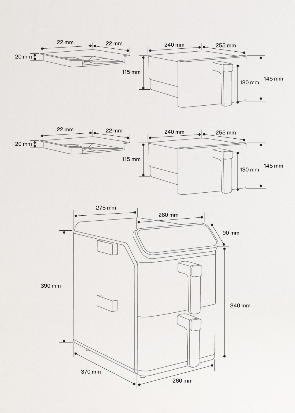 AIR FRYER DUAL STACK - 11,2 L Airfryer met dubbele laag en onafhankelijke bediening, medidas foto vertical