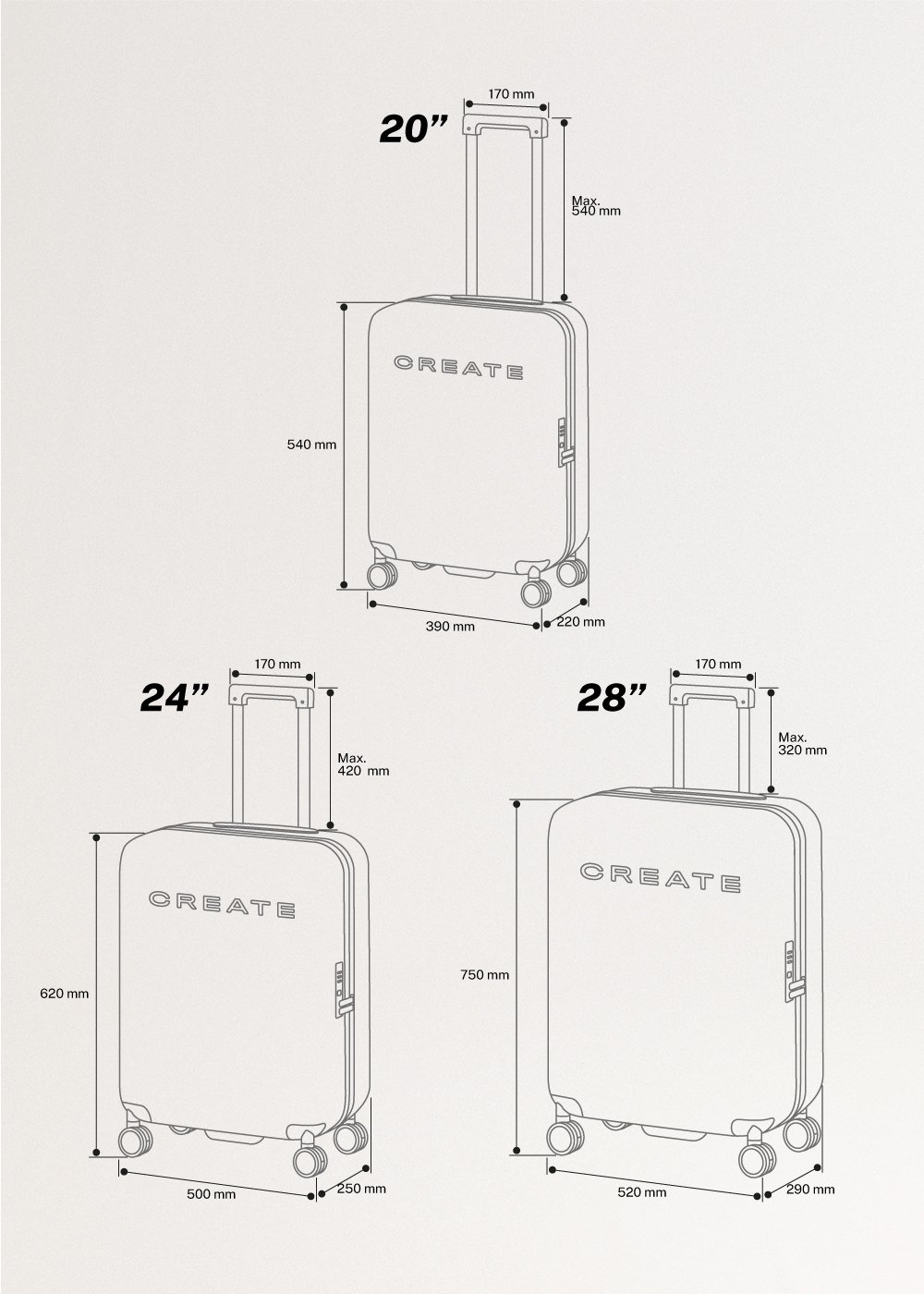 LUGGAGE STUDIO - Harde polycarbonaat koffer met TSA-slot en multidirectionele wielen, medidas foto vertical