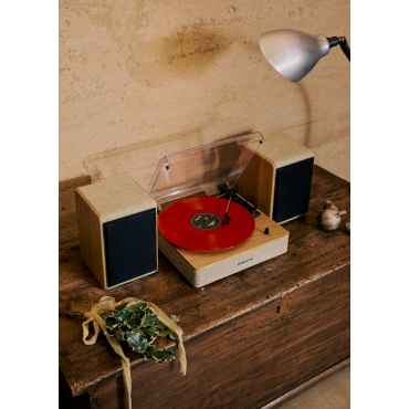 Trynnay Platenspeler met luidspreker, vinylplatenspeler, draadloze LP-Phonograaf met ingebouwde stereo-speakers, 3-speed riemaandrijving, met luidsprekers, vintage kool