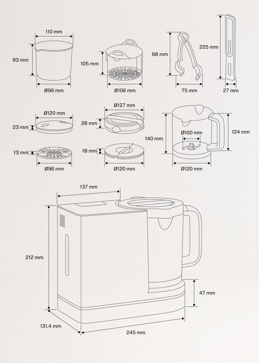 BABY CHEFBOT - Multifunctionele babykeukenrobot met sterilisator, medidas foto vertical