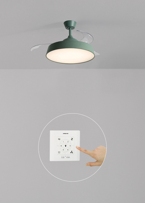 WIND CLEAR CONTOUR  - Stille plafondventilator 40 W Ø107 cm met intrekbare bladen en LED-licht