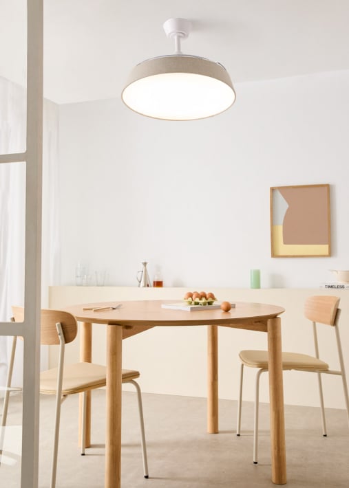 WIND CLEAR CONTOUR  - Stille plafondventilator 40 W Ø107 cm met intrekbare bladen en LED-licht