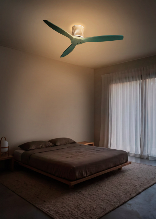 WIND CALM CUSTOM RATTAN - Plafondventilator 40W stil Ø132 cm met LED verlichting in behuizing en lamp