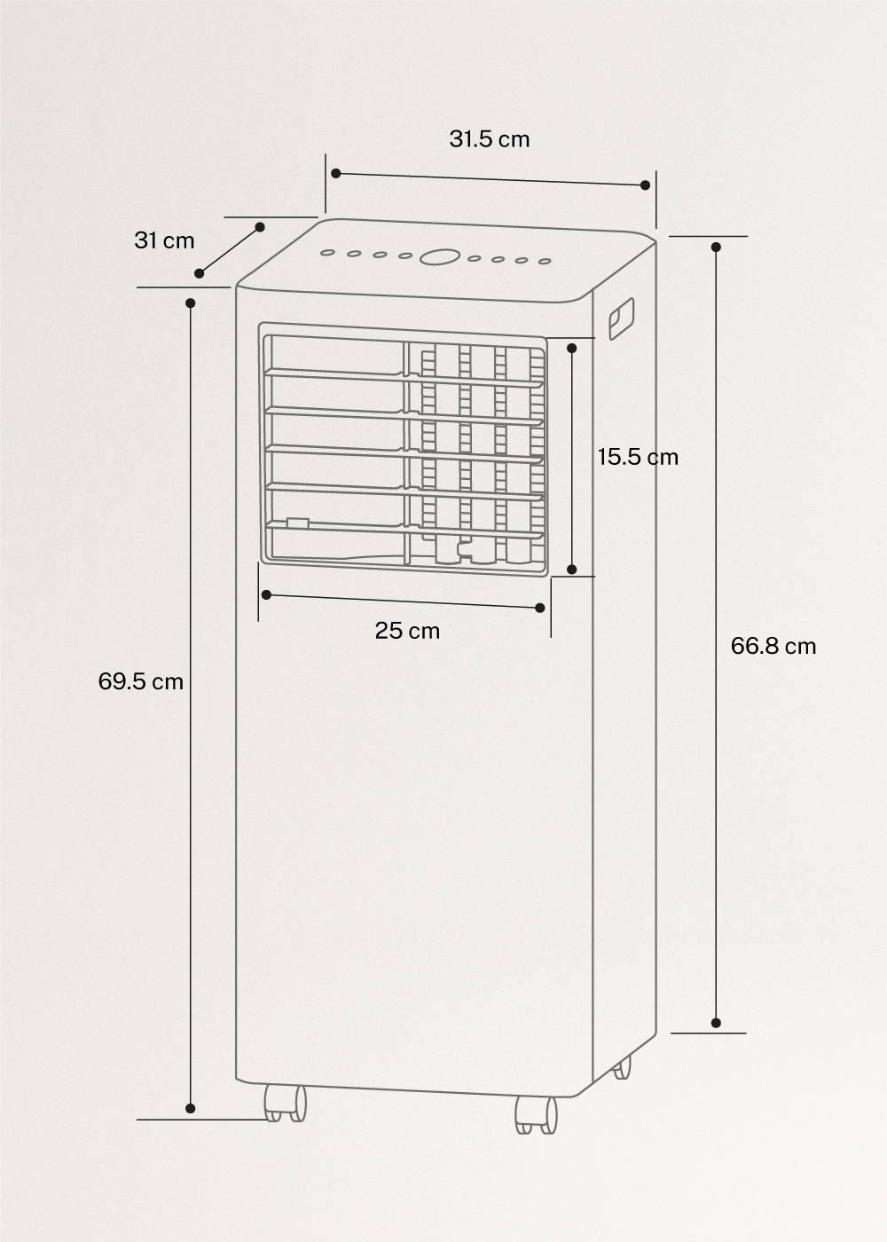 SILKAIR TEXTILE DUAL CONNECT 9000 - Mobiele airco 4-in-1 WiFi 9000 BTU met warmtepomp, medidas foto vertical