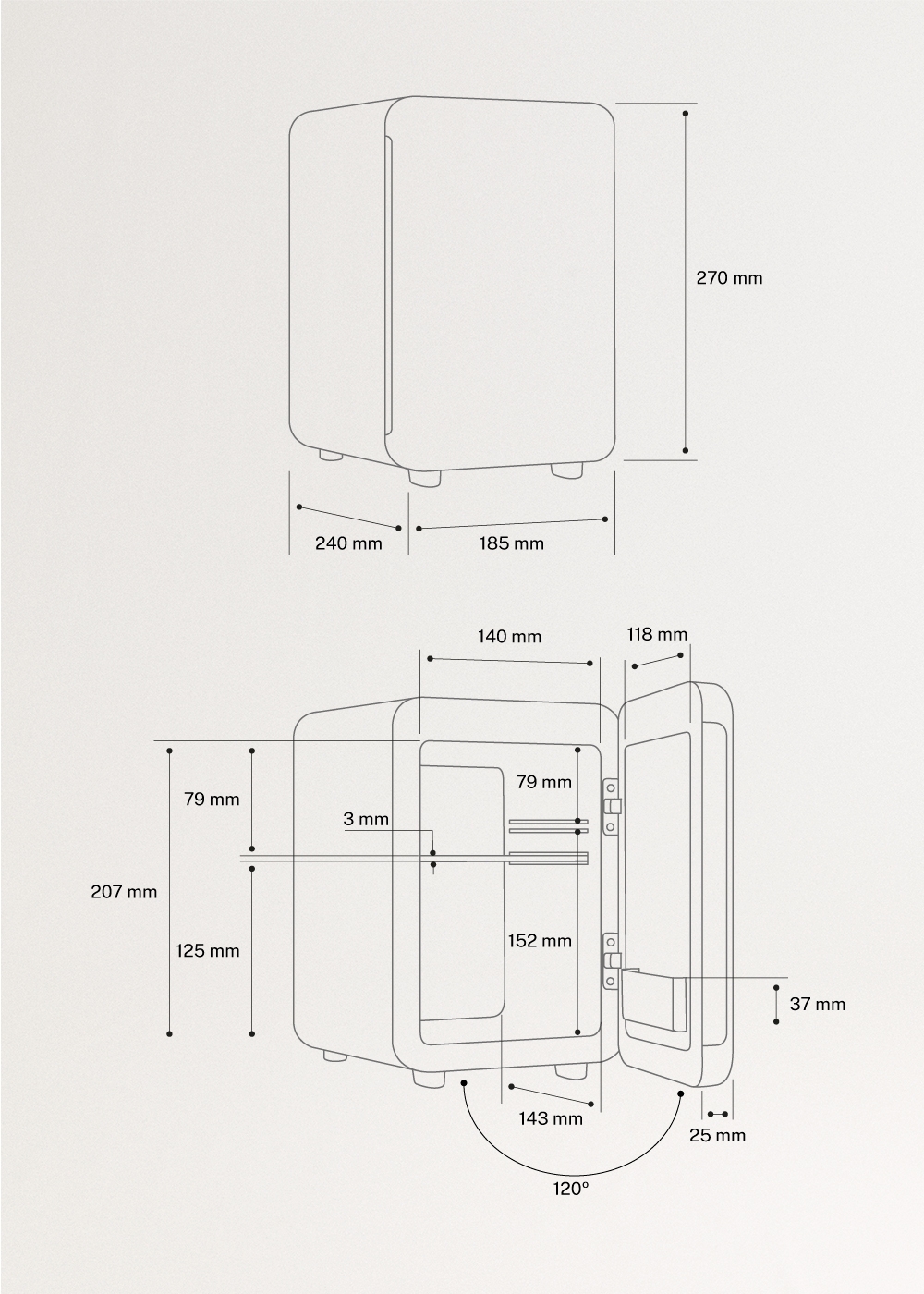 SKINCARE MINI FRIDGE - 4L Mini cosmetica koelkast met koel- en verwarmingsfunctie, medidas foto vertical