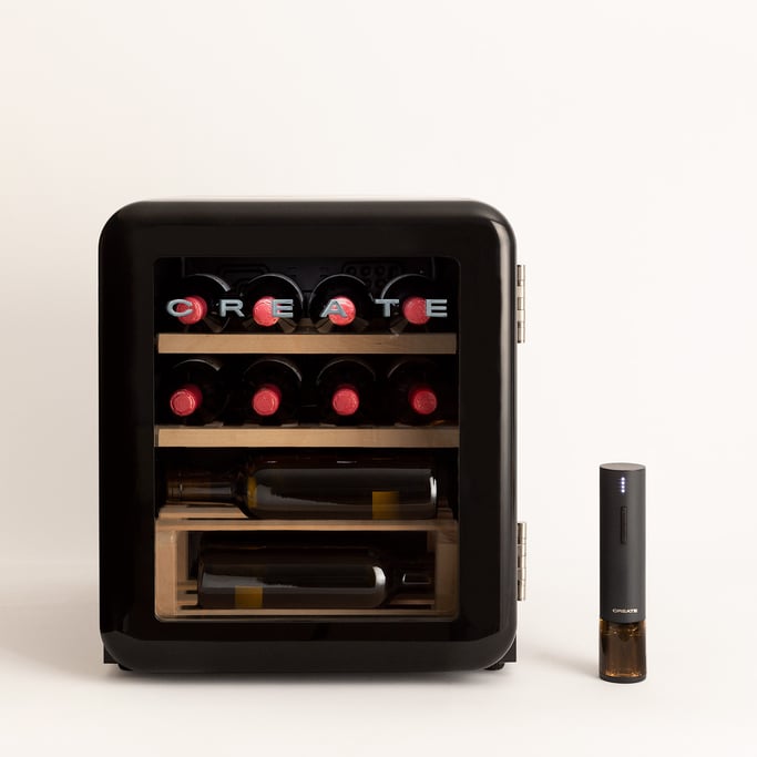 PACK - WINECOOLER RETRO M - Elektrische wijnkelder met 12 flessen + WINETWIST - Elektrische kurkentrekker, imagen de galería 1