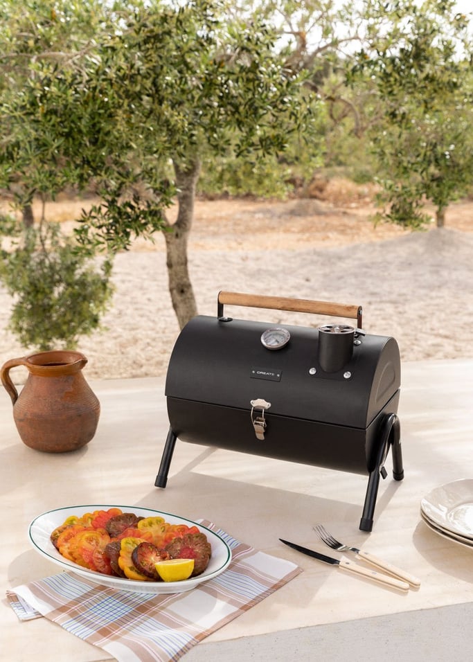 BBQ SMOKEY COMPACT - Compacte draagbare barbecue en rookoven op houtskool, afbeelding van de galerij 1