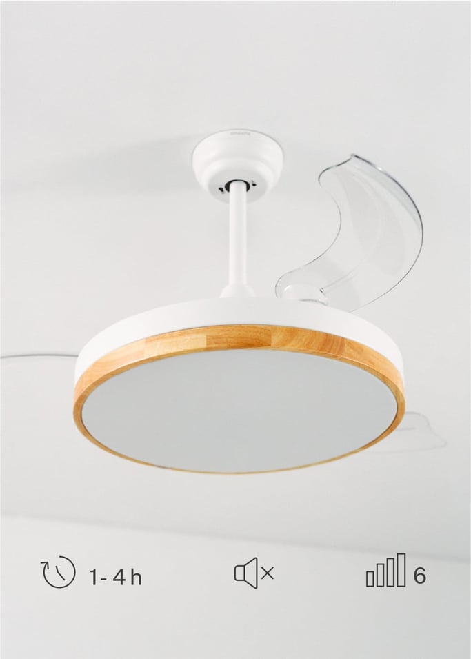 WIND CLEAR - Plafondventilator 40W stille intrekbare bladen met LED verlichting diverse maten
, afbeelding van de galerij 6