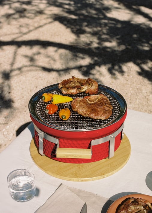 Kopen BBQ KAMADO HIBACHI - Ronde barbecue met grill en bakplaat