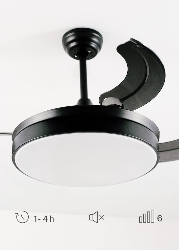 WIND CLEAR - Plafondventilator 40W stille intrekbare bladen met LED verlichting diverse maten
, afbeelding van de galerij 6