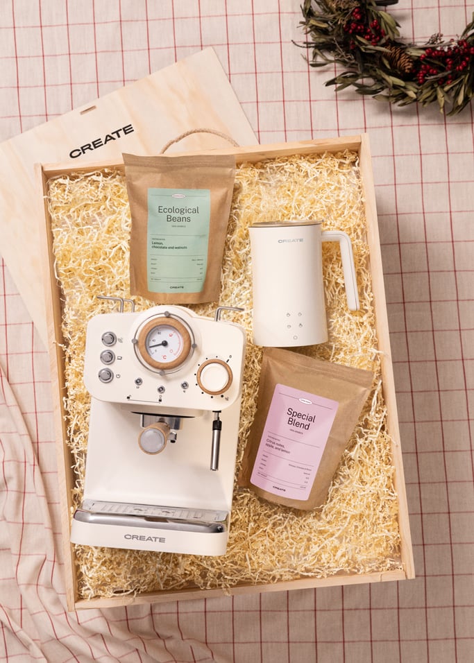 MORNING TIME BOX - Cadeaupakket met espresso-apparaat + melkopschuimer + koffie, afbeelding van de galerij 1