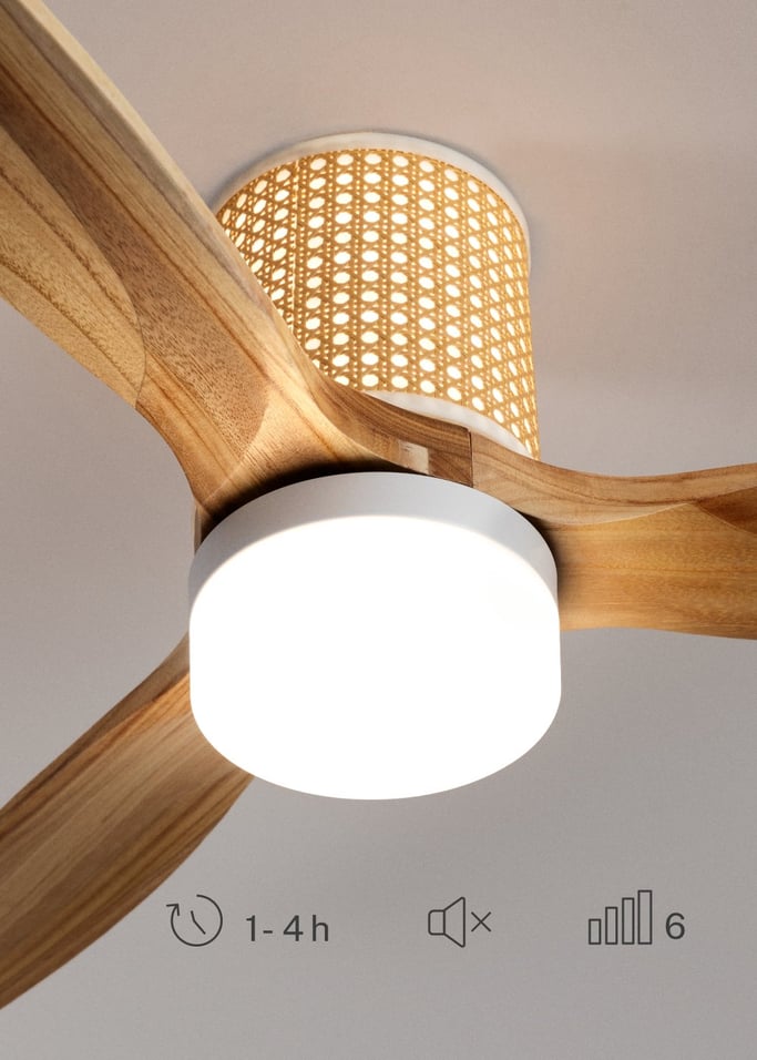 WIND CALM RATTAN - Plafondventilator 40W stil Ø132 cm met LED verlichting in behuizing en lamp, afbeelding van de galerij 4