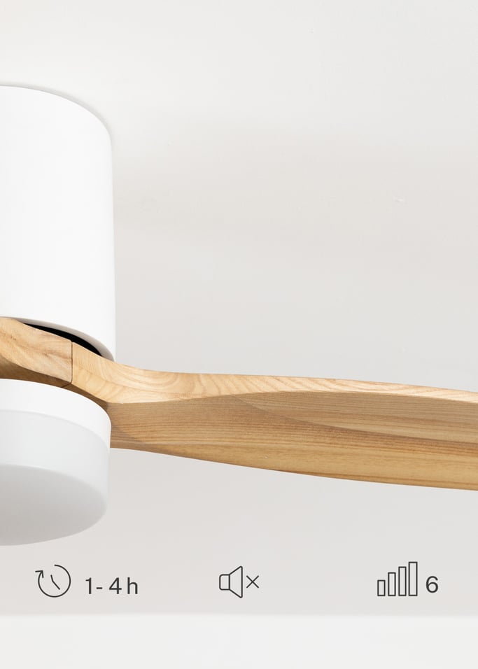 WIND CALM CONCRETE - Stille plafondventilator 40W Ø132cm 100% hout met aanpasbare gipsen behuizing, afbeelding van de galerij 7