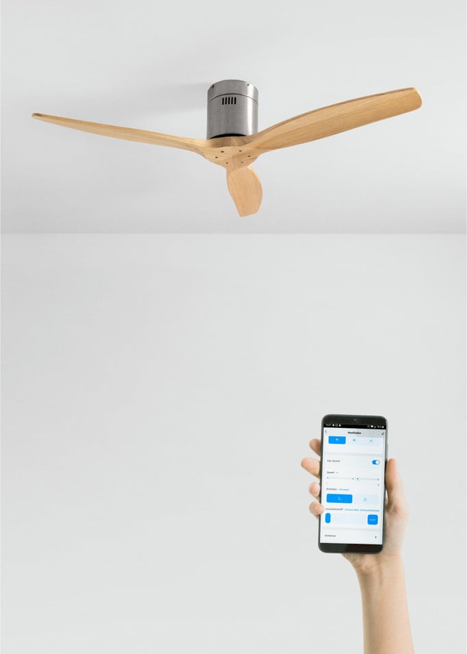 WIND CALM NATURAL WOOD - Plafondventilator 40W silent 100% hout verschillende maten, afbeelding van de galerij 1