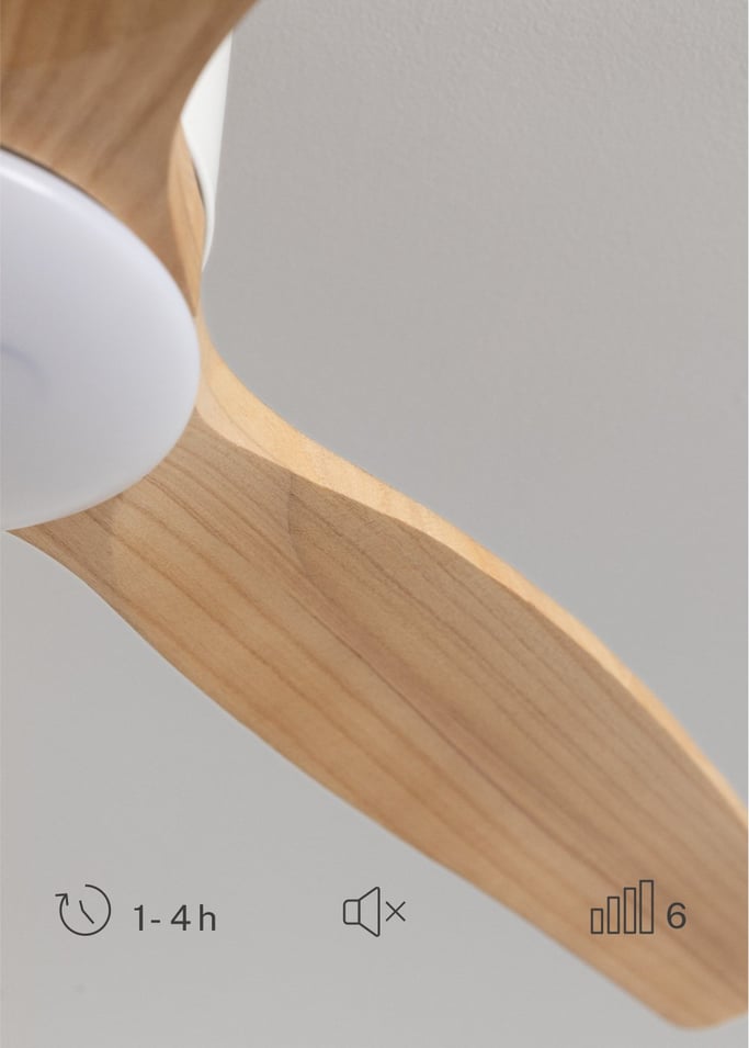 WIND CALM SLIM LIGHT - Stille plafondventilator 40W Ø132 cm 100% hout, afbeelding van de galerij 5
