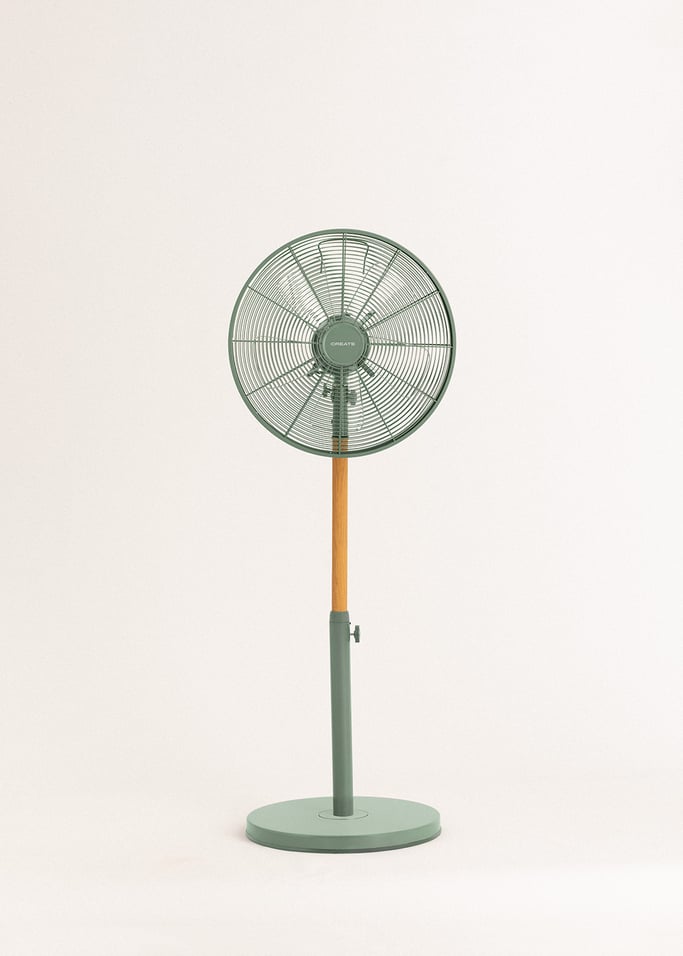 AIR STAND WOOD - Retro stijl 50 W draaiende staande ventilator, afbeelding van de galerij 1