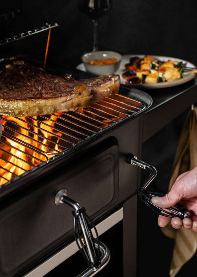 BBQ SMOKEY PRO - Houtskool rookoven barbecue met embers regelaar en bijzettafel , afbeelding van de galerij 3