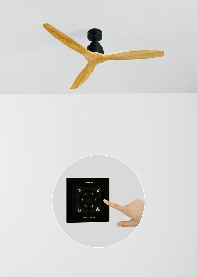 WIND STYLANCE NATURAL WOOD - Plafondventilator 40W silent 100% hout verschillende maten, afbeelding van de galerij 2