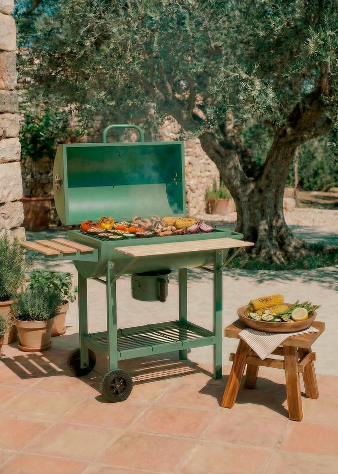 BBQ SMOKEY EASY - Houtskoolbarbecue en rookoven, met wieltjes, afbeelding van de galerij 2