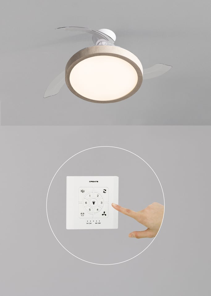 WIND CLEAR STUDIO - Plafondventilator 40W stil met intrekbare bladen en LED-licht, verschillende maten, afbeelding van de galerij 2