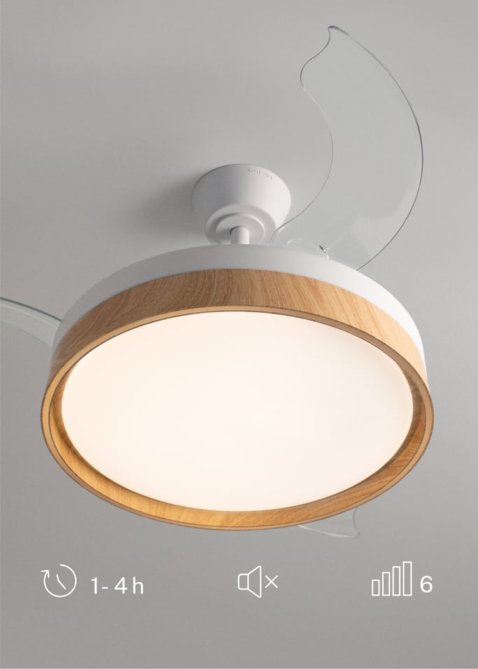WIND CLEAR EDGE - Stille plafondventilator 40 W Ø107 cm met intrekbare bladen en LED-licht, afbeelding van de galerij 6