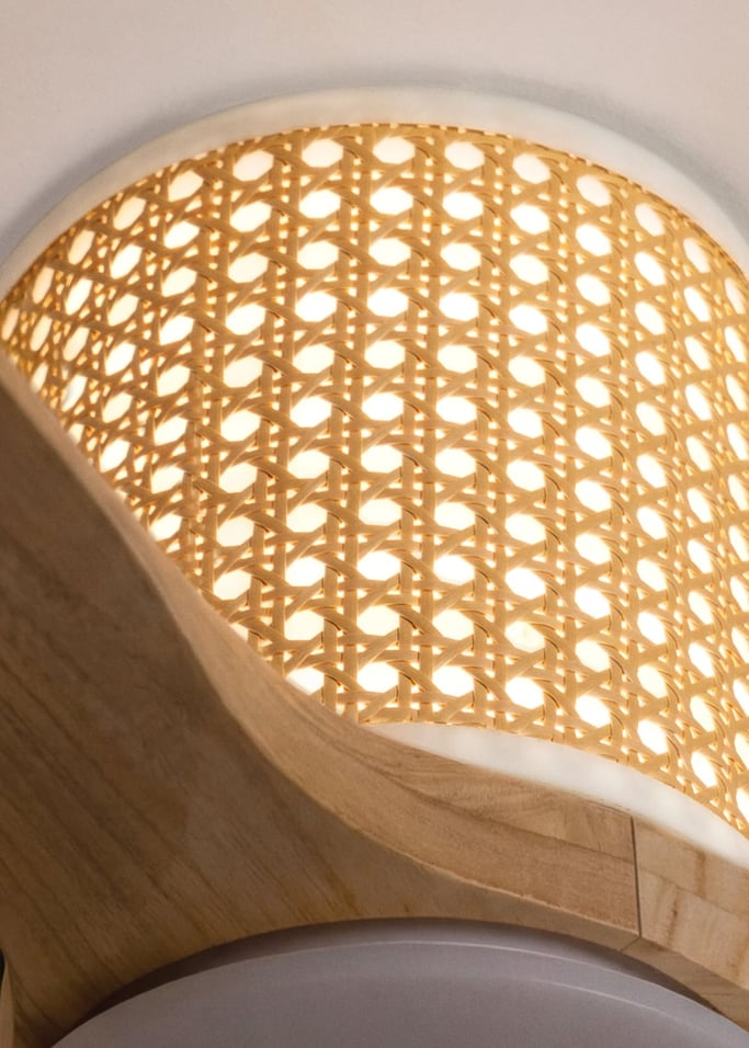WIND CALM CUSTOM RATTAN - Plafondventilator 40W stil Ø132 cm met LED verlichting in behuizing en lamp, afbeelding van de galerij 3