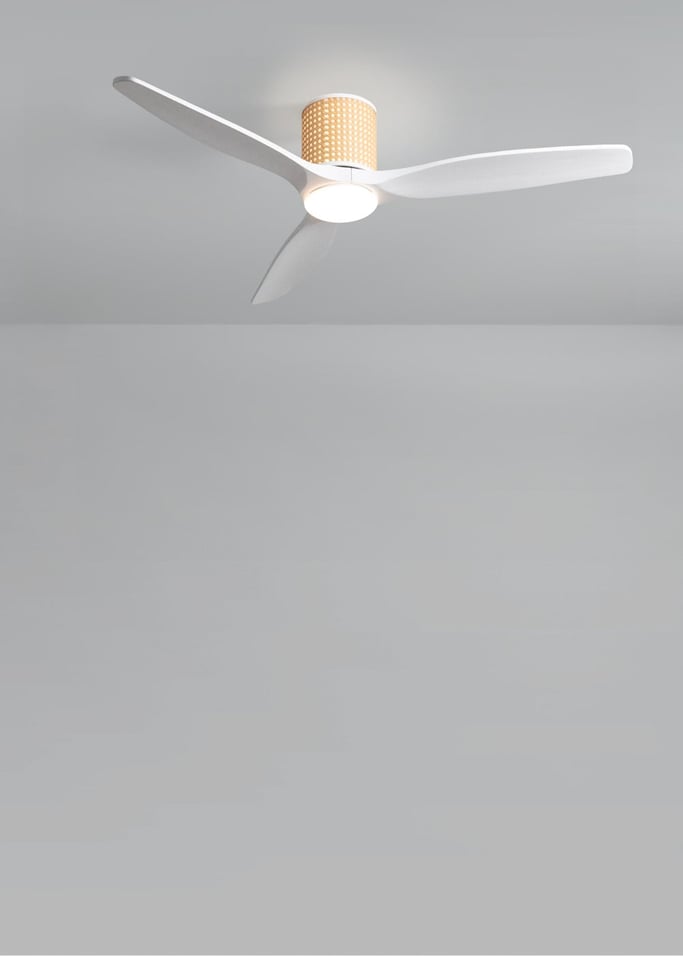 WIND CALM CUSTOM RATTAN - Plafondventilator 40W stil Ø132 cm met LED verlichting in behuizing en lamp, afbeelding van de galerij 3