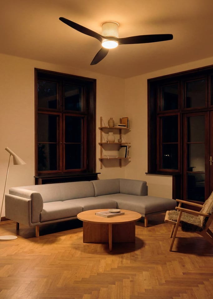 WIND CALM CUSTOM RATTAN - Plafondventilator 40W stil Ø132 cm met LED verlichting in behuizing en lamp, afbeelding van de galerij 2