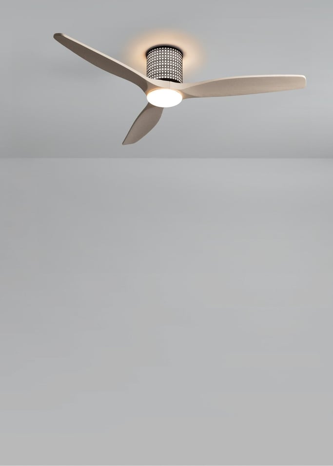 WIND CALM CUSTOM RATTAN - Plafondventilator 40W stil Ø132 cm met LED verlichting in behuizing en lamp, afbeelding van de galerij 3