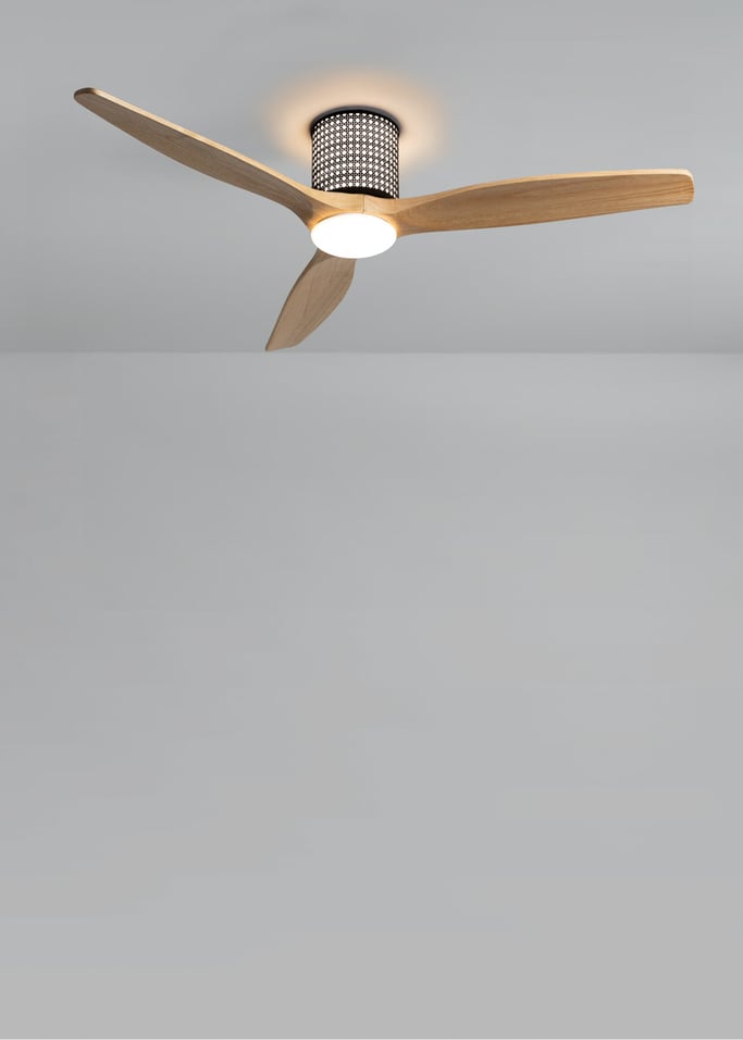 WIND CALM CUSTOM RATTAN - Plafondventilator 40W stil Ø132 cm met LED verlichting in behuizing en lamp, afbeelding van de galerij 3